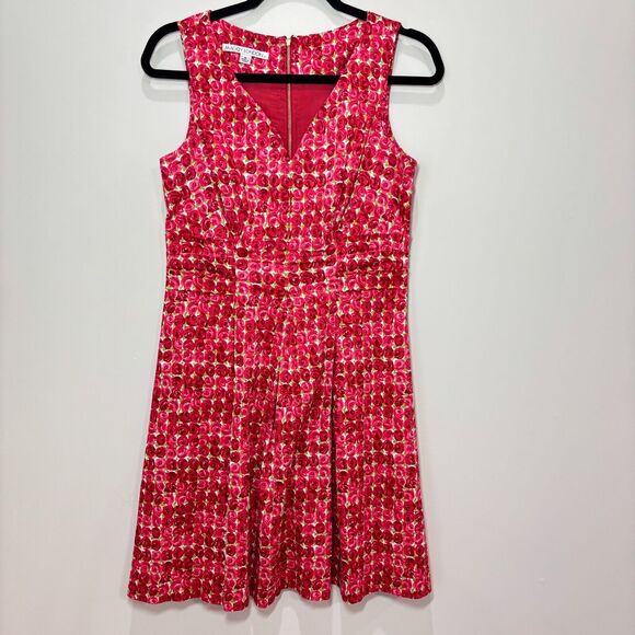 Maggie London Red Roses Fit Flare Dress 6 Tea Party Garden Mothers Day Easter - Picture 1 of 10